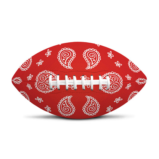 Red And White Bandana Print Rugby Ball