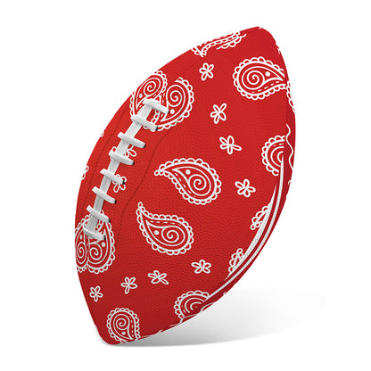 Red And White Bandana Print Rugby Ball
