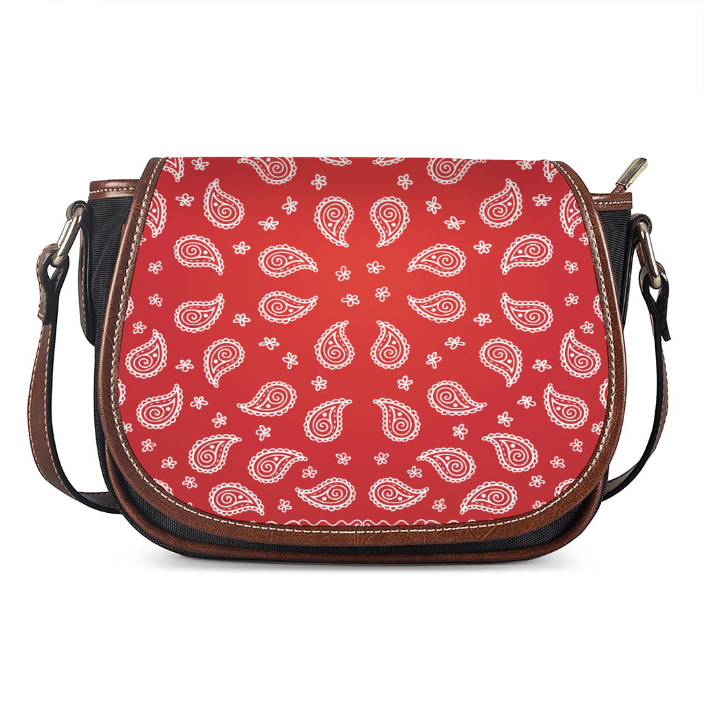 Red And White Bandana Print Saddle Bag