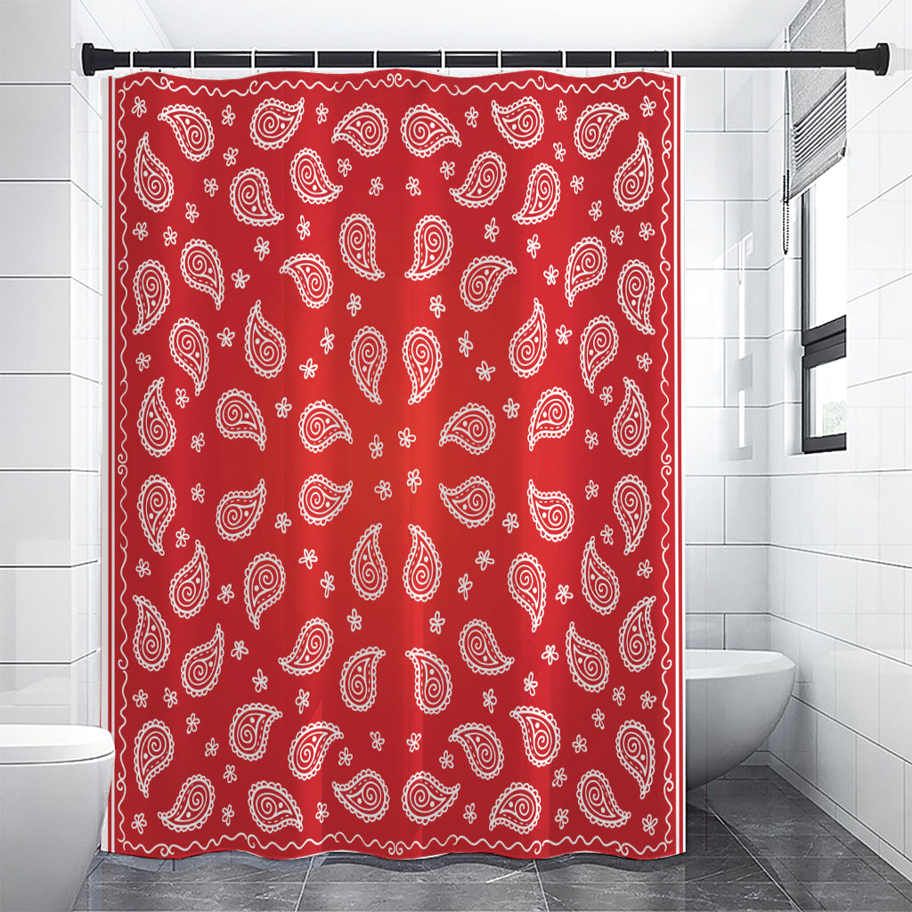 Red And White Bandana Print Shower Curtain