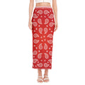 Red And White Bandana Print Side Slit Maxi Skirt