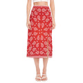Red And White Bandana Print Side Slit Midi Skirt