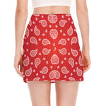 Red And White Bandana Print Side Slit Mini Skirt