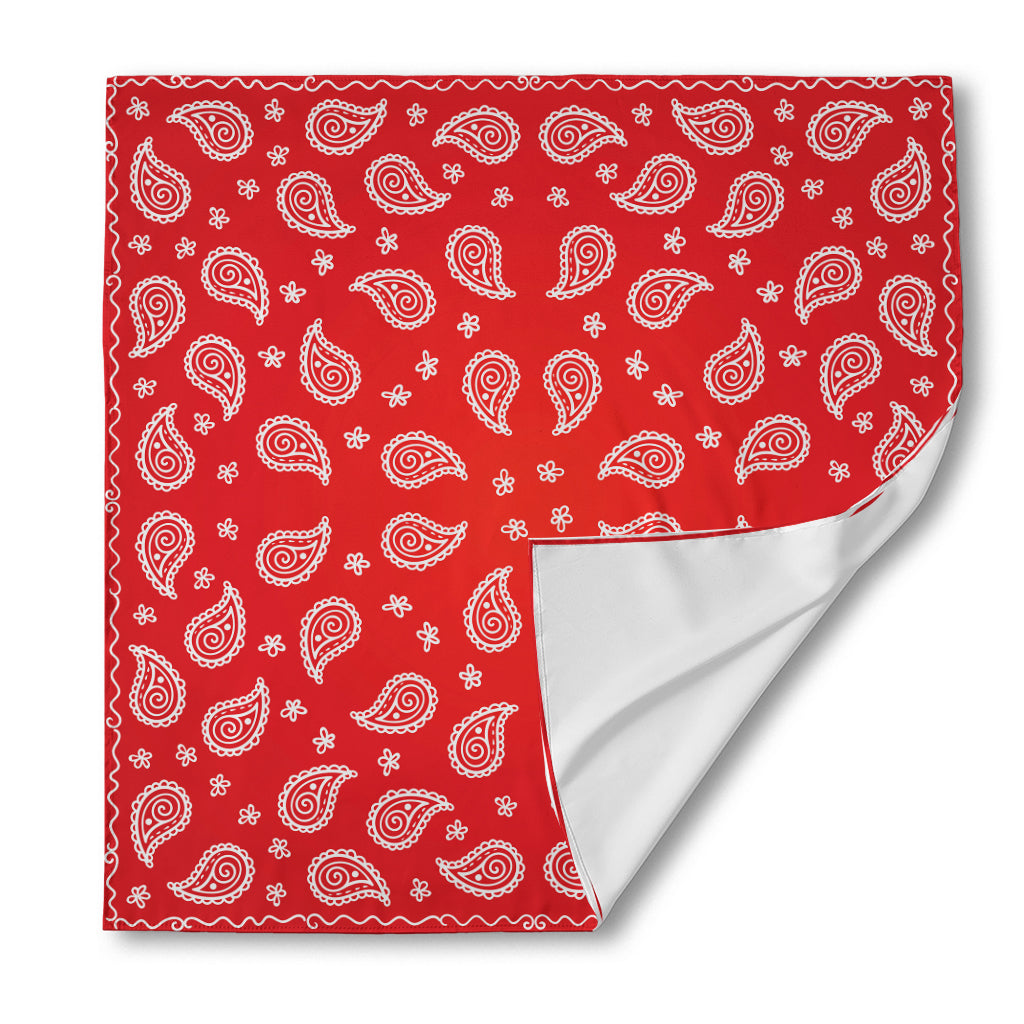 Red And White Bandana Print Silk Bandana