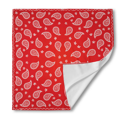Red And White Bandana Print Silk Bandana