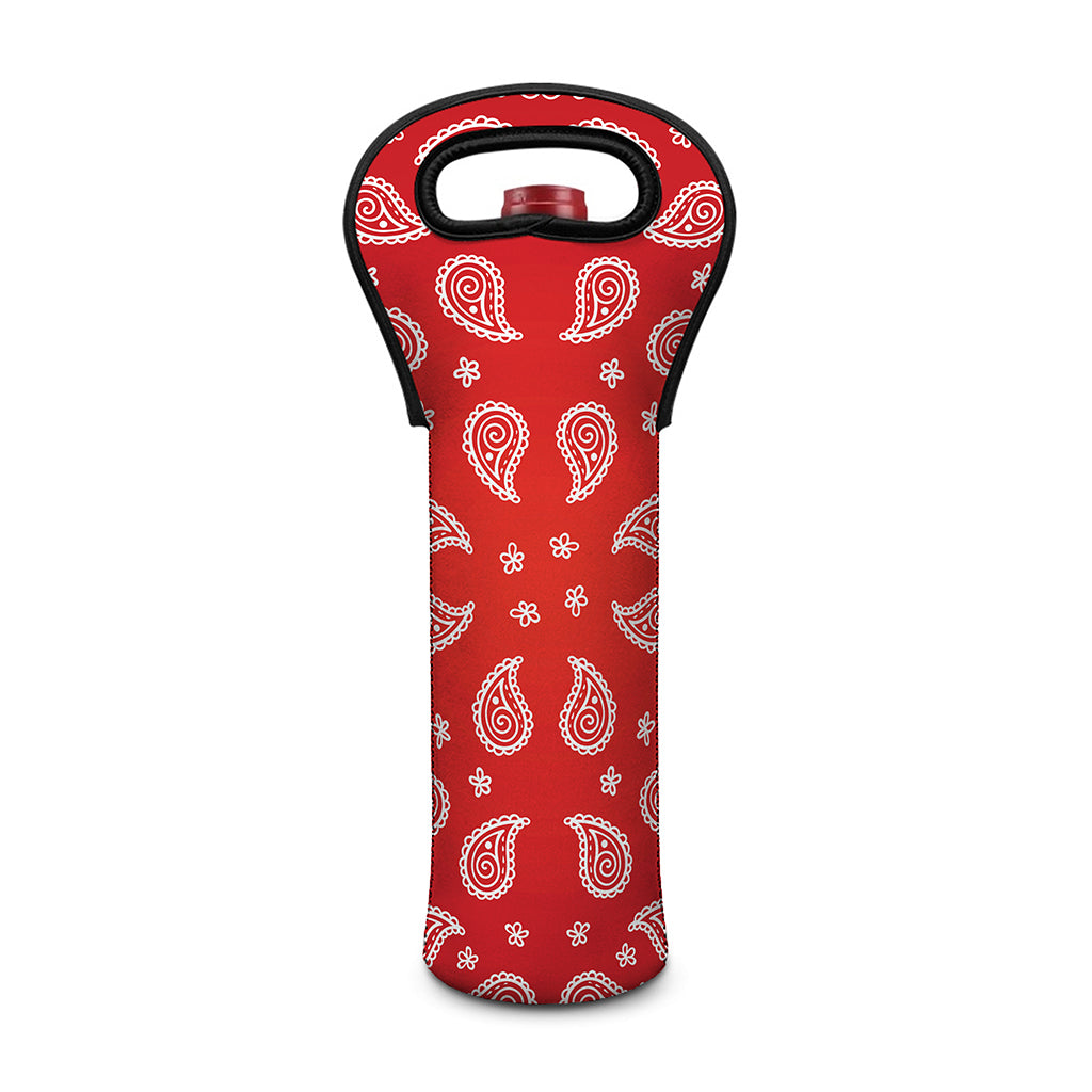 Red And White Bandana Print Single Neoprene Wine Tote
