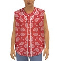 Red And White Bandana Print Sleeveless Baseball Jersey