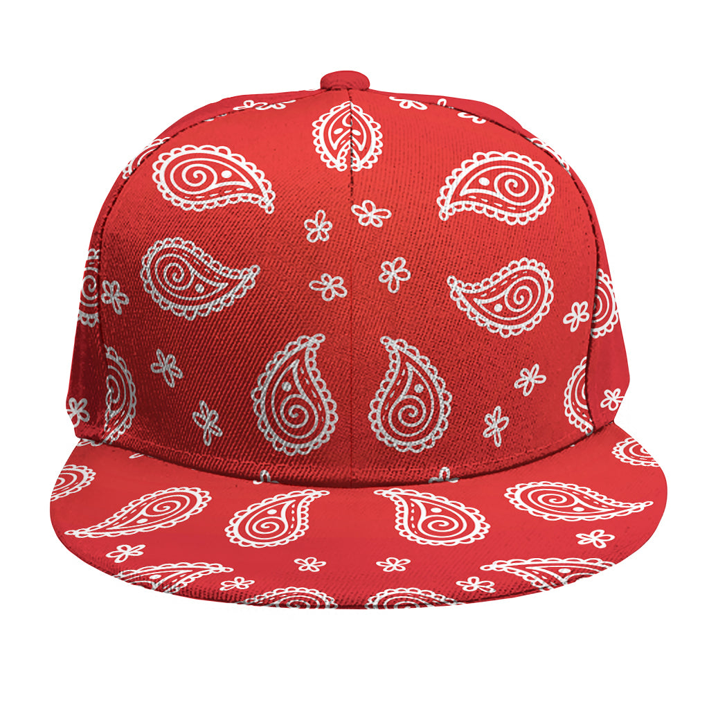 Red And White Bandana Print Snapback Cap
