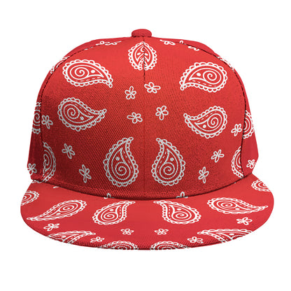 Red And White Bandana Print Snapback Cap