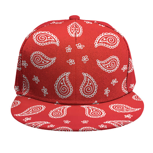 Red And White Bandana Print Snapback Cap