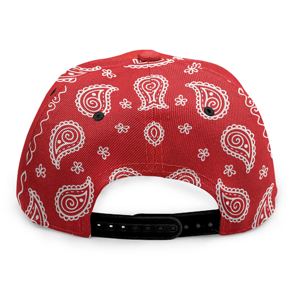 Red And White Bandana Print Snapback Cap