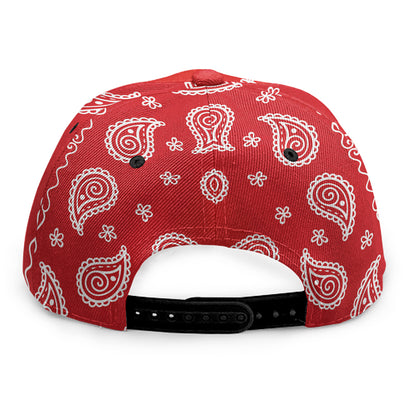 Red And White Bandana Print Snapback Cap