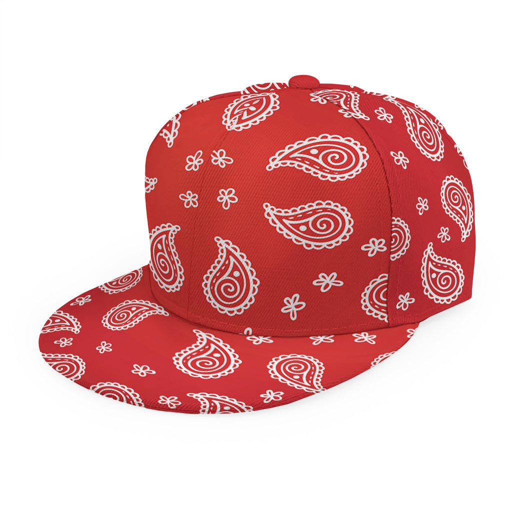 Red And White Bandana Print Snapback Cap