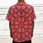 Red And White Bandana Print Textured Short Sleeve Shirt