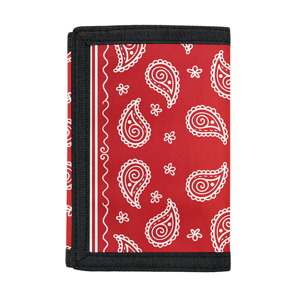 Red And White Bandana Print Trifold Wallet