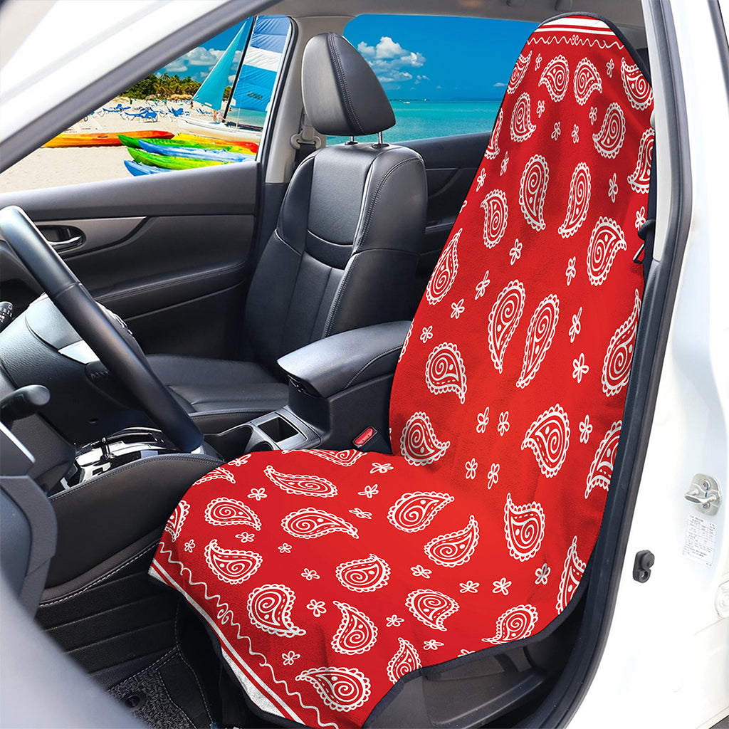 Red And White Bandana Print Waterproof Car Seat Cover