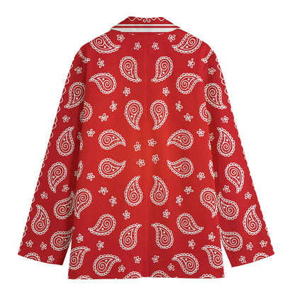 Red And White Bandana Print Women's Blazer