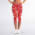 Red And White Bandana Print Women's Capri Leggings