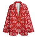 Red And White Bandana Print Women's Cotton Blazer