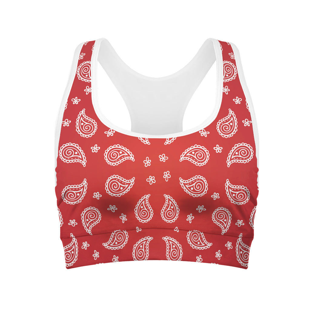 Red And White Bandana Print Women's Sports Bra