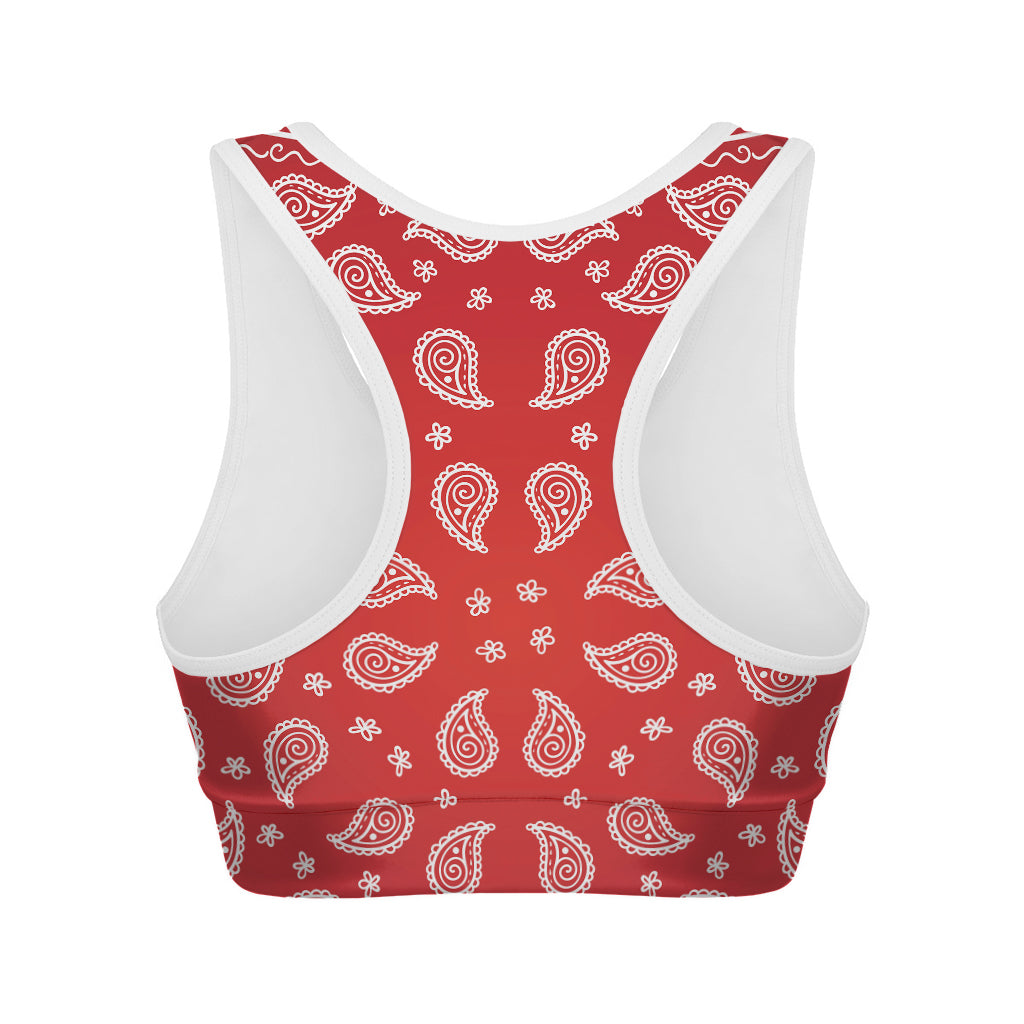 Red And White Bandana Print Women's Sports Bra