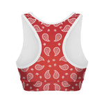 Red And White Bandana Print Women's Sports Bra