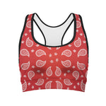 Red And White Bandana Print Women's Sports Bra