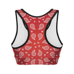Red And White Bandana Print Women's Sports Bra