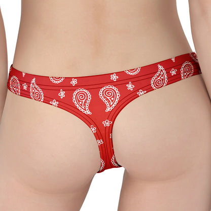 Red And White Bandana Print Women's Thong