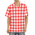 Red And White Buffalo Check Print Aloha Shirt
