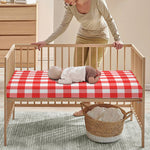 Red And White Buffalo Check Print Baby Crib Sheet