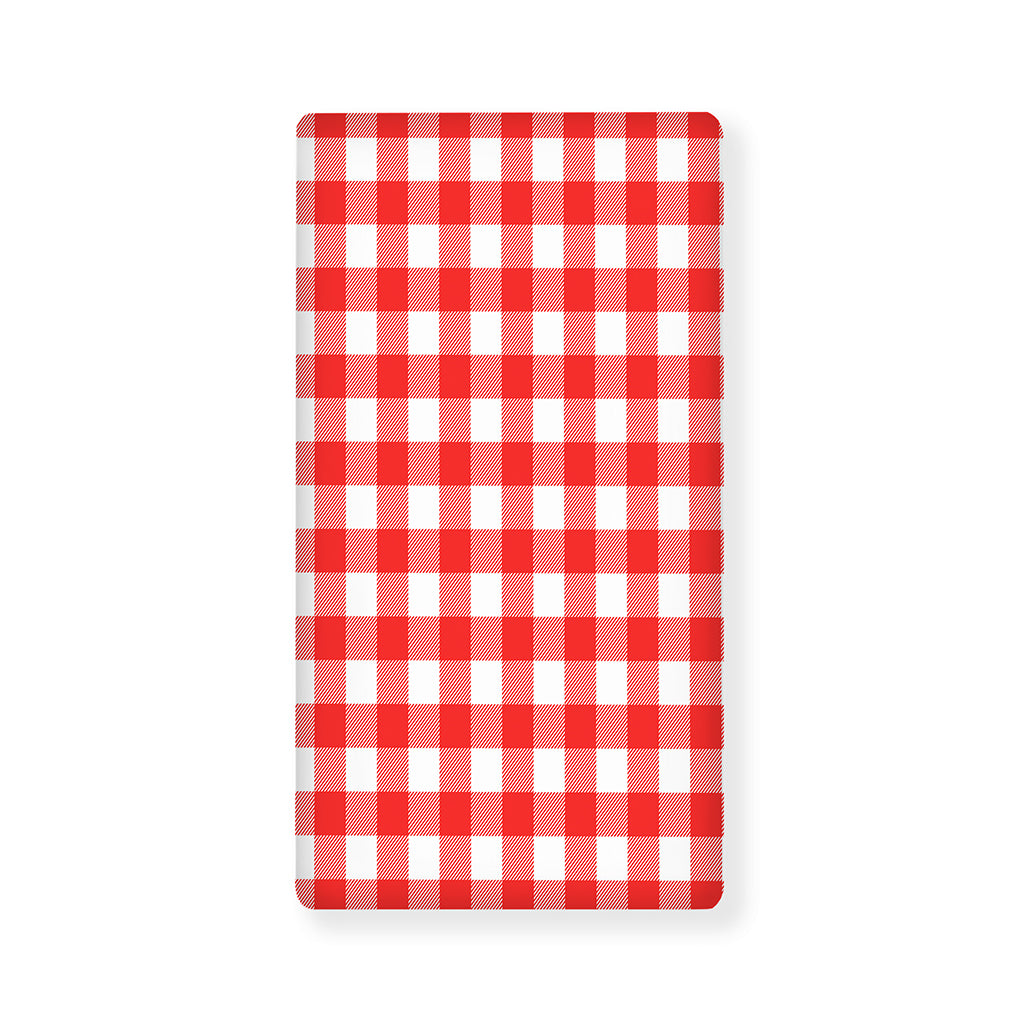 Red And White Buffalo Check Print Baby Crib Sheet