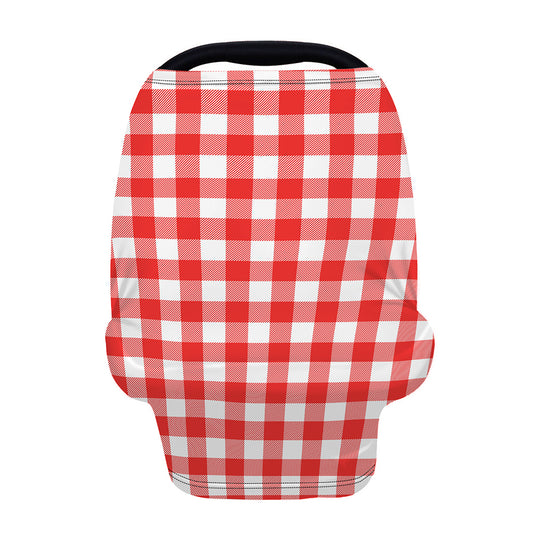 Red And White Buffalo Check Print Baby Seat Cover