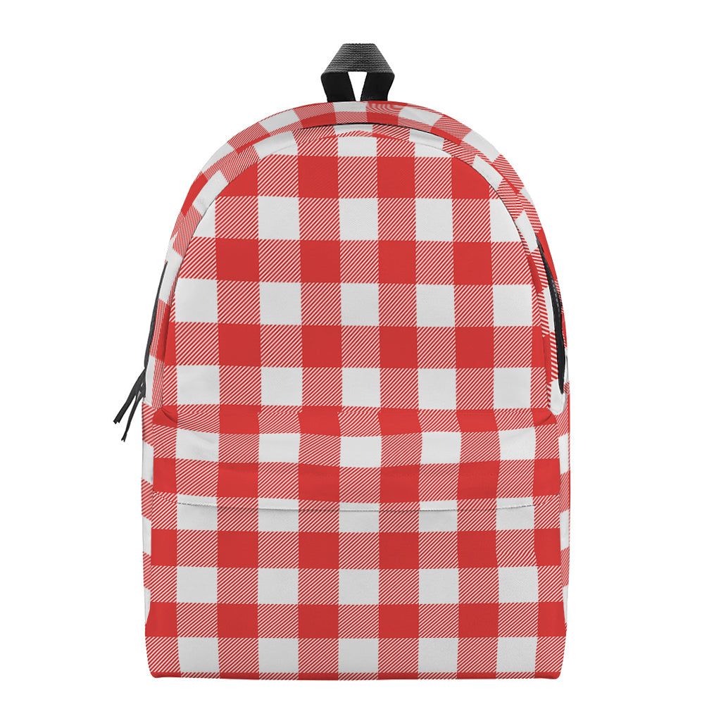 Red And White Buffalo Check Print Backpack