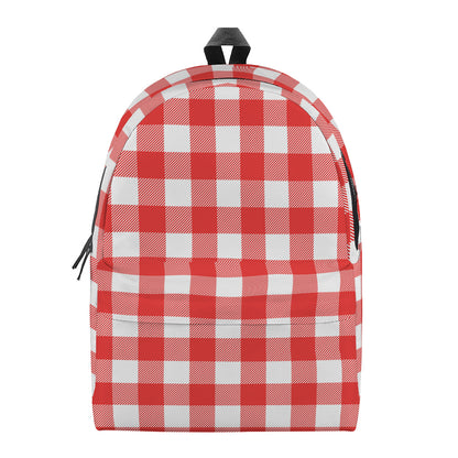 Red And White Buffalo Check Print Backpack