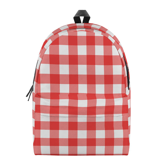 Red And White Buffalo Check Print Backpack