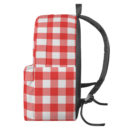 Red And White Buffalo Check Print Backpack