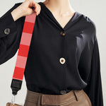 Red And White Buffalo Check Print Bag Strap