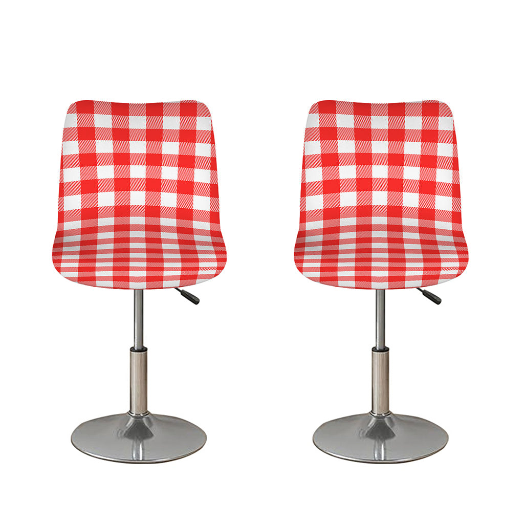 Red And White Buffalo Check Print Bar Stool Covers