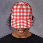 Red And White Buffalo Check Print Baseball Cap