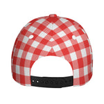 Red And White Buffalo Check Print Baseball Cap