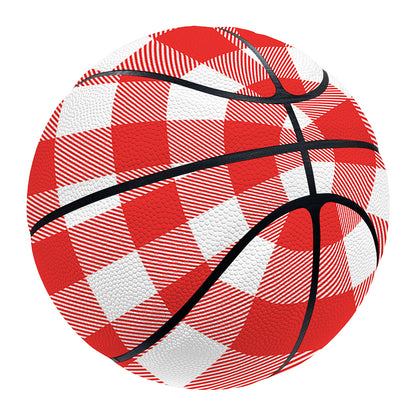 Red And White Buffalo Check Print Basketball