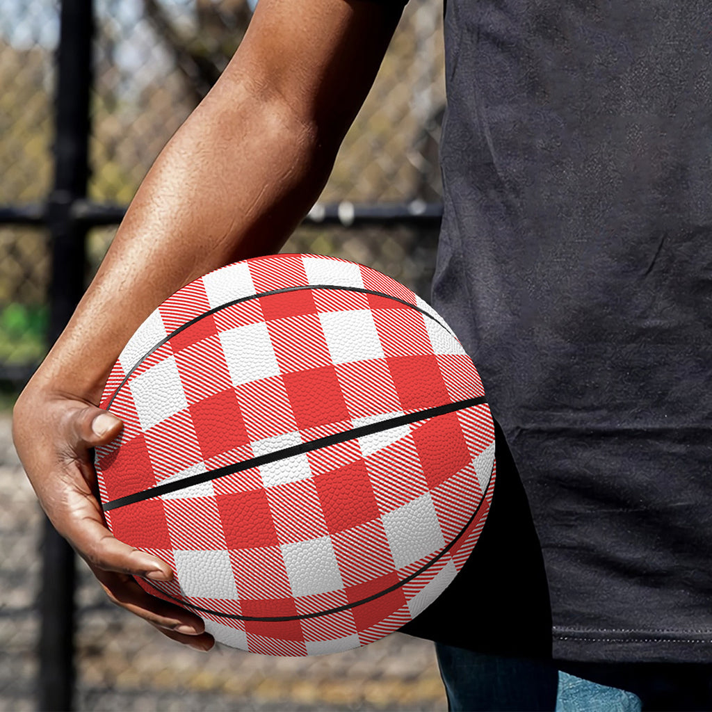 Red And White Buffalo Check Print Basketball