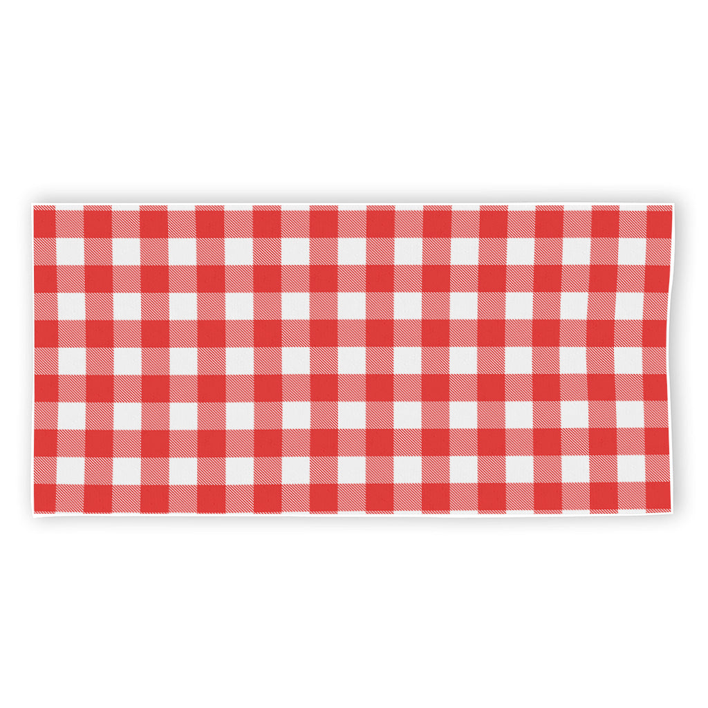 Red And White Buffalo Check Print Beach Towel