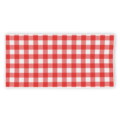Red And White Buffalo Check Print Beach Towel