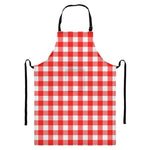 Red And White Buffalo Check Print Bib Apron With Pocket