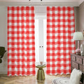Red And White Buffalo Check Print Dimout Pencil Pleat Curtains