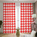 Red And White Buffalo Check Print Blackout Pencil Pleat Curtains