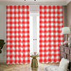 Red And White Buffalo Check Print Blackout Pencil Pleat Curtains