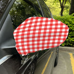 Red And White Buffalo Check Print Car Side Mirror Covers